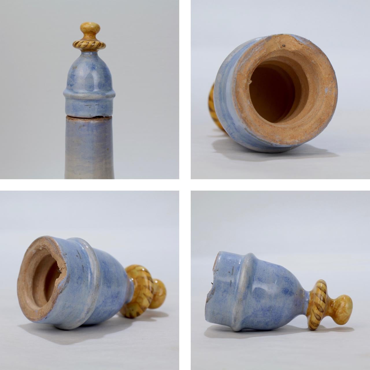 Antique Ginori Istoriato Style Italian Maiolica Pottery Pilgrim Flask & Stopper For Sale 12