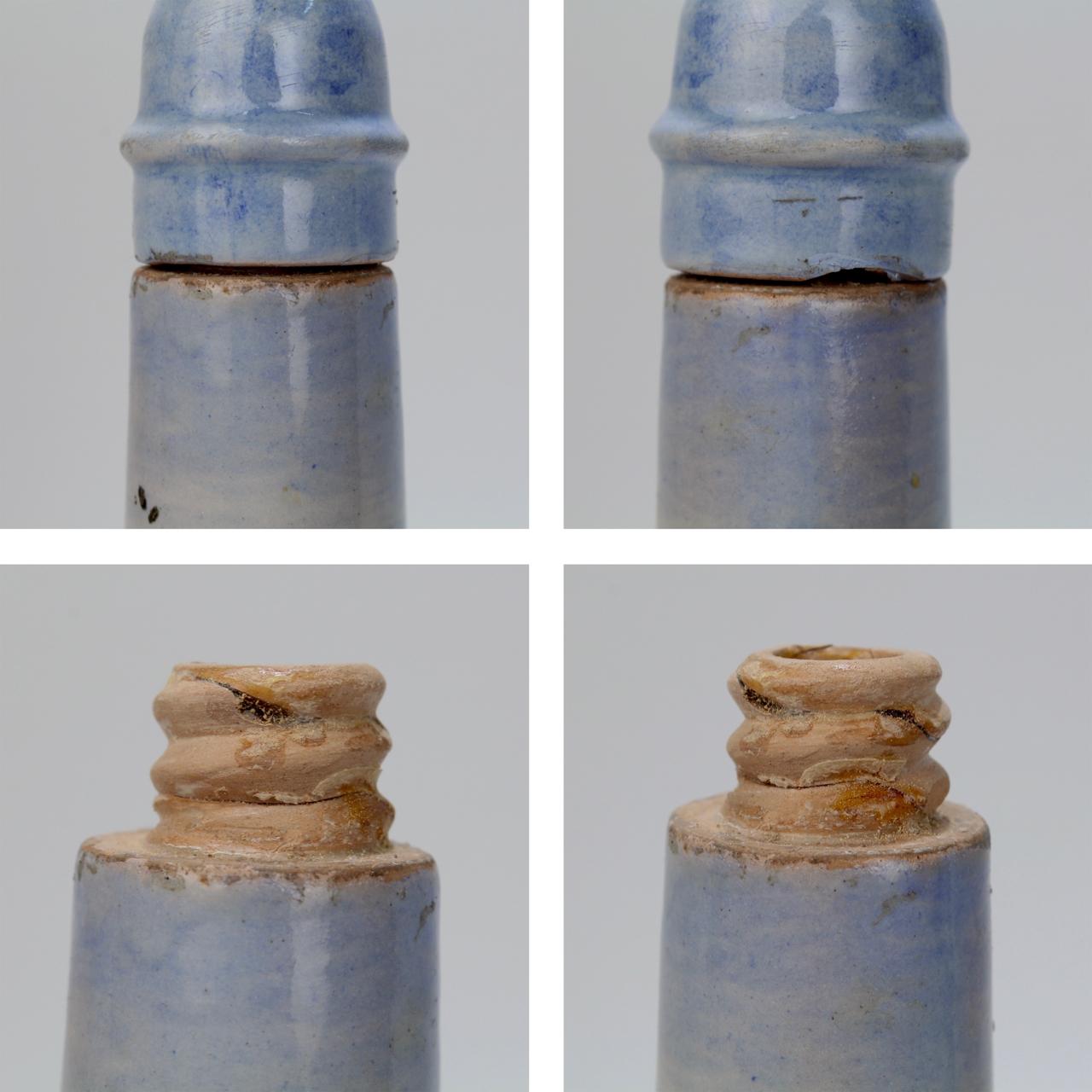 Antica fiaschetta da pellegrino in ceramica maiolica italiana Ginori Istoriato e tappo in vendita 9