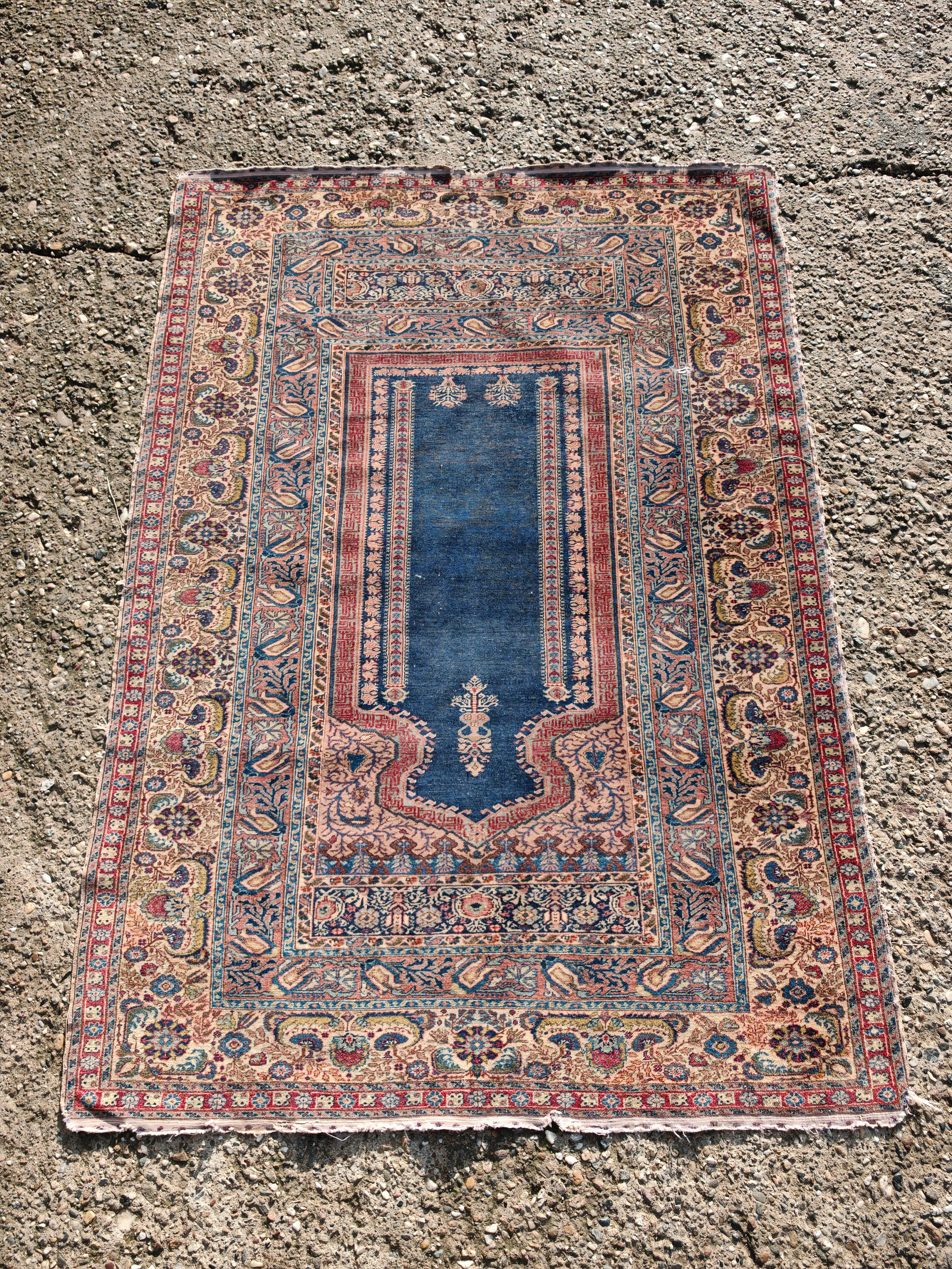 Antique Giordes prayer rug, hand-knotted 100% wool, Turkey 1910s en venta 4