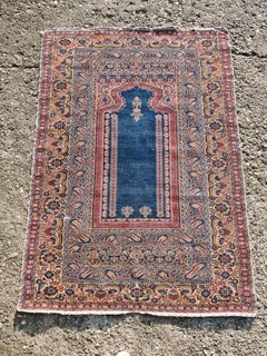 Antique Giordes prayer rug, hand-knotted 100% wool, Turkey 1910s