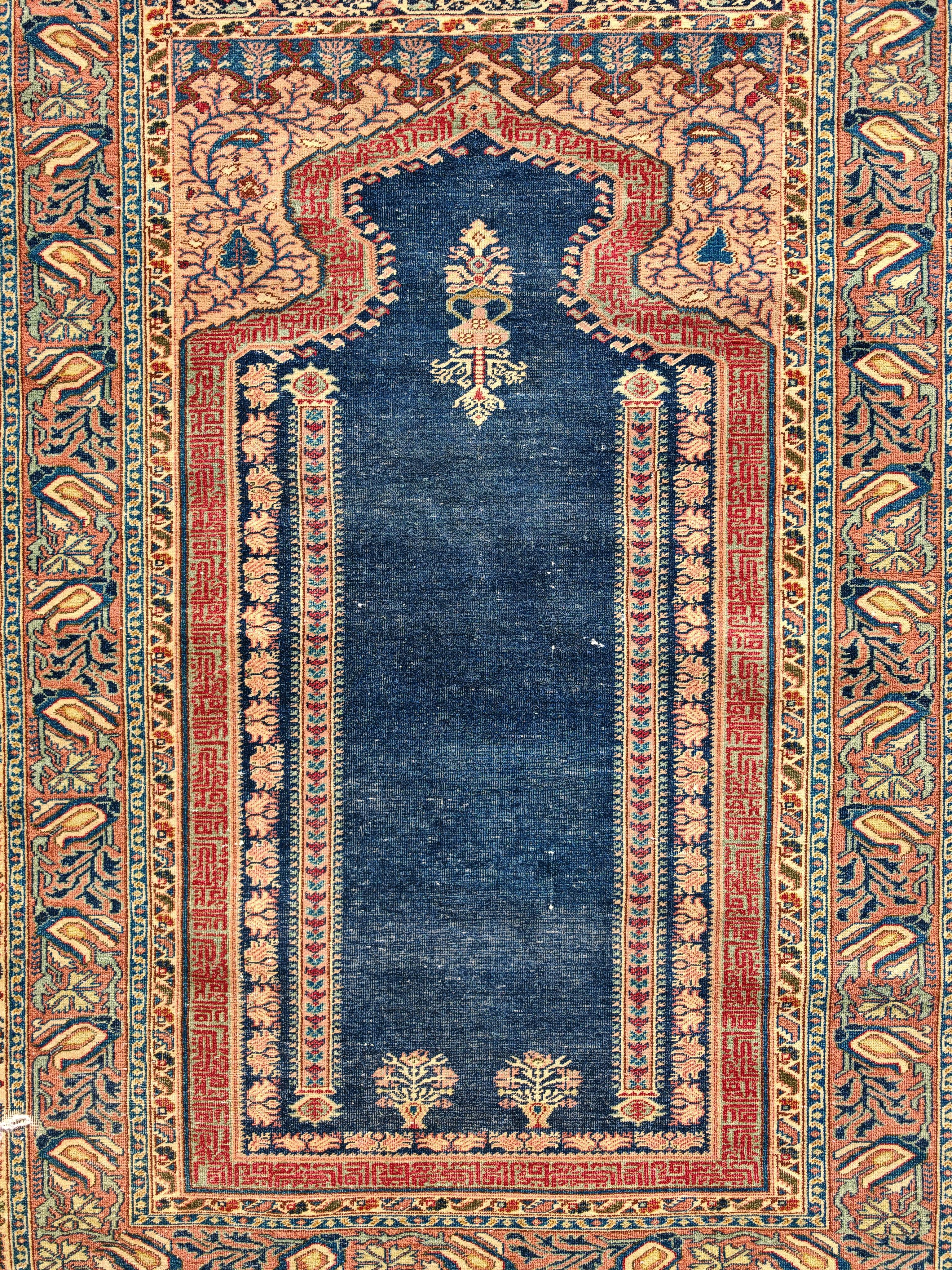 Antique Giordes prayer rug, hand-knotted 100% wool, Turkey 1910s Tribal en venta