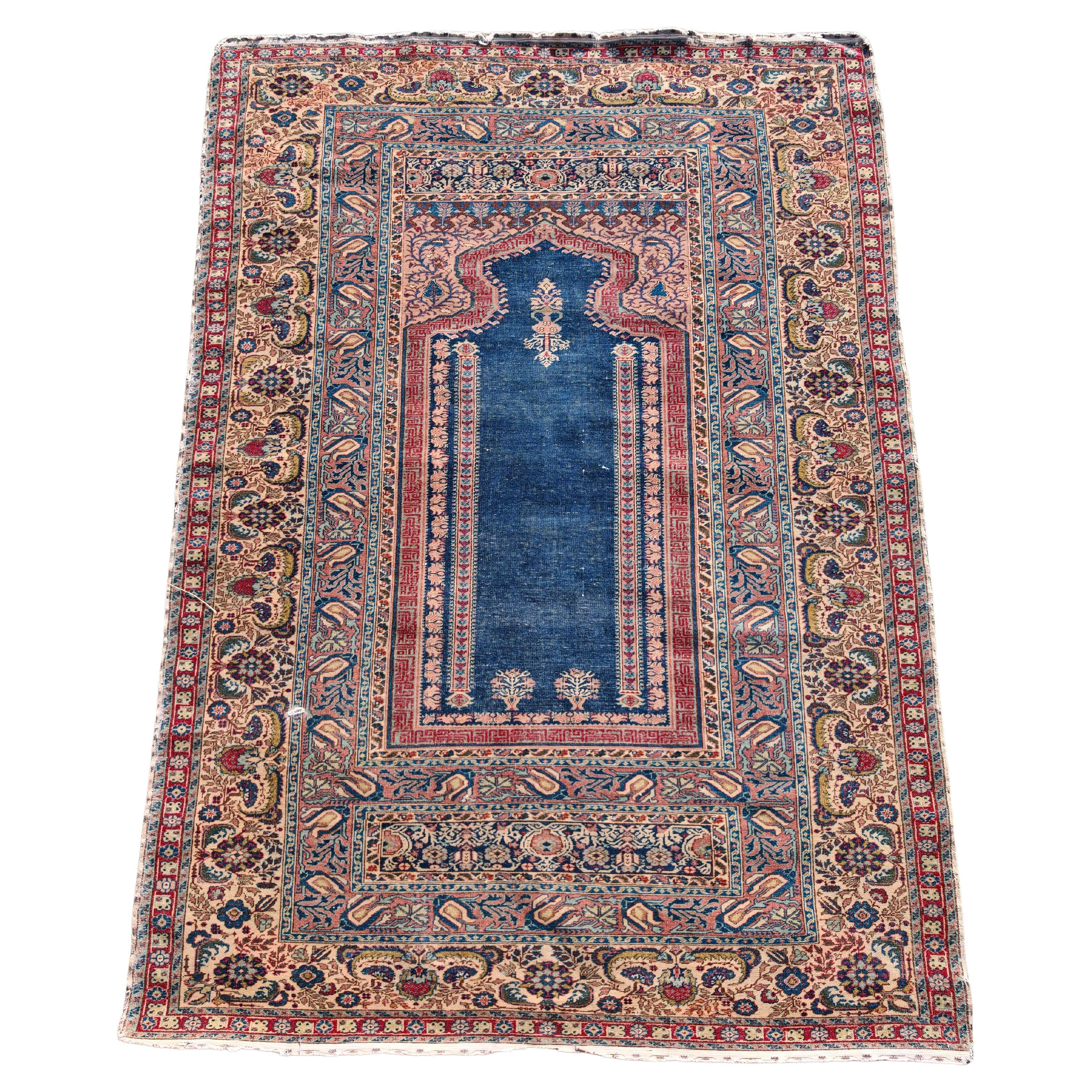 Antique Giordes prayer rug, hand-knotted 100% wool, Turkey 1910s