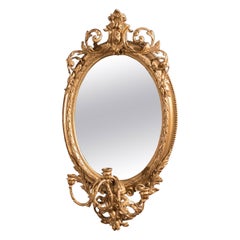 Antique Mirror Girandole in gesso dorato, da parete, Vanity, Rococco, tardo georgiano, 1800 ca.