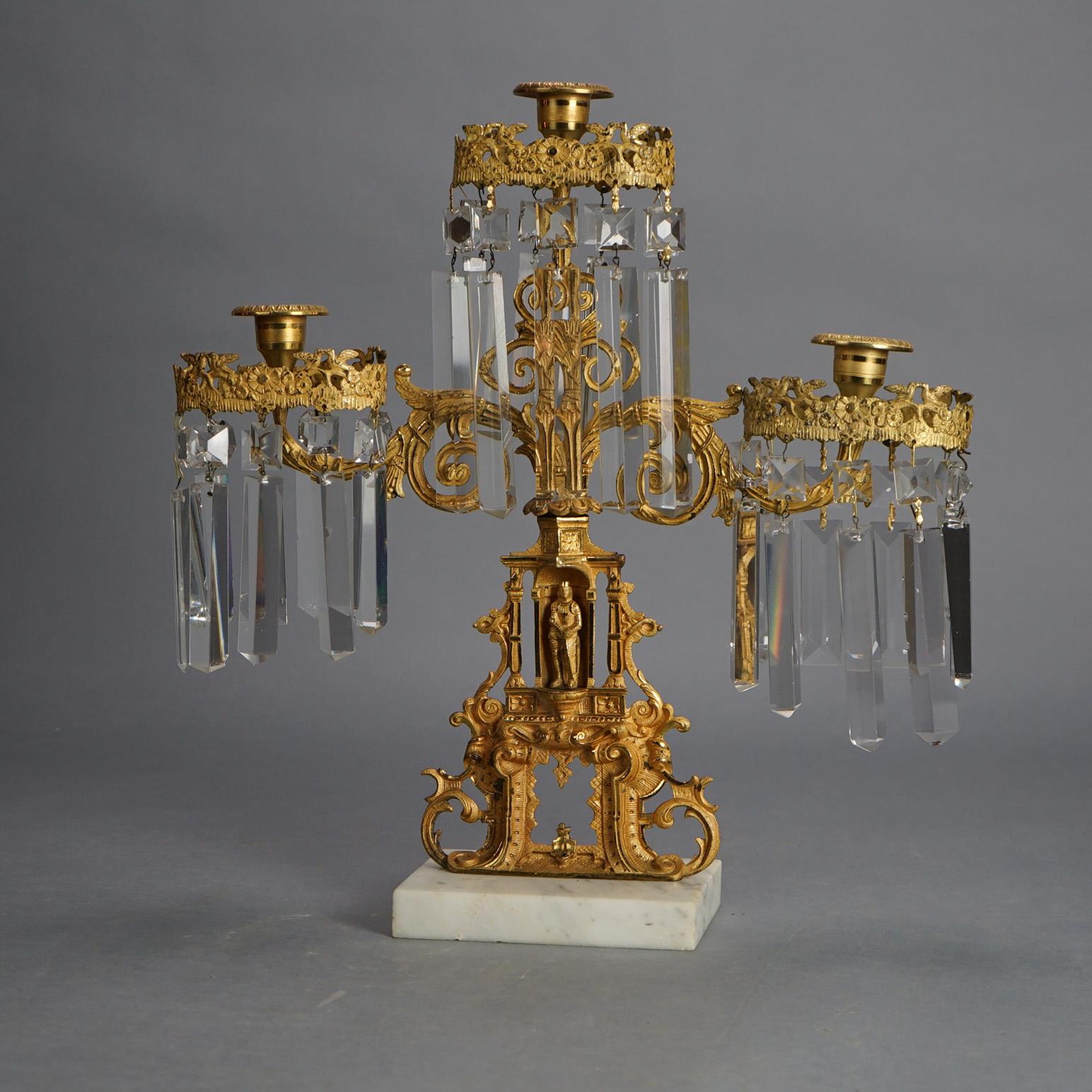 Antique candélabre figuratif Ivanhoe Girandole en bronze doré de style néo-gothique, vers 1850 en vente 2