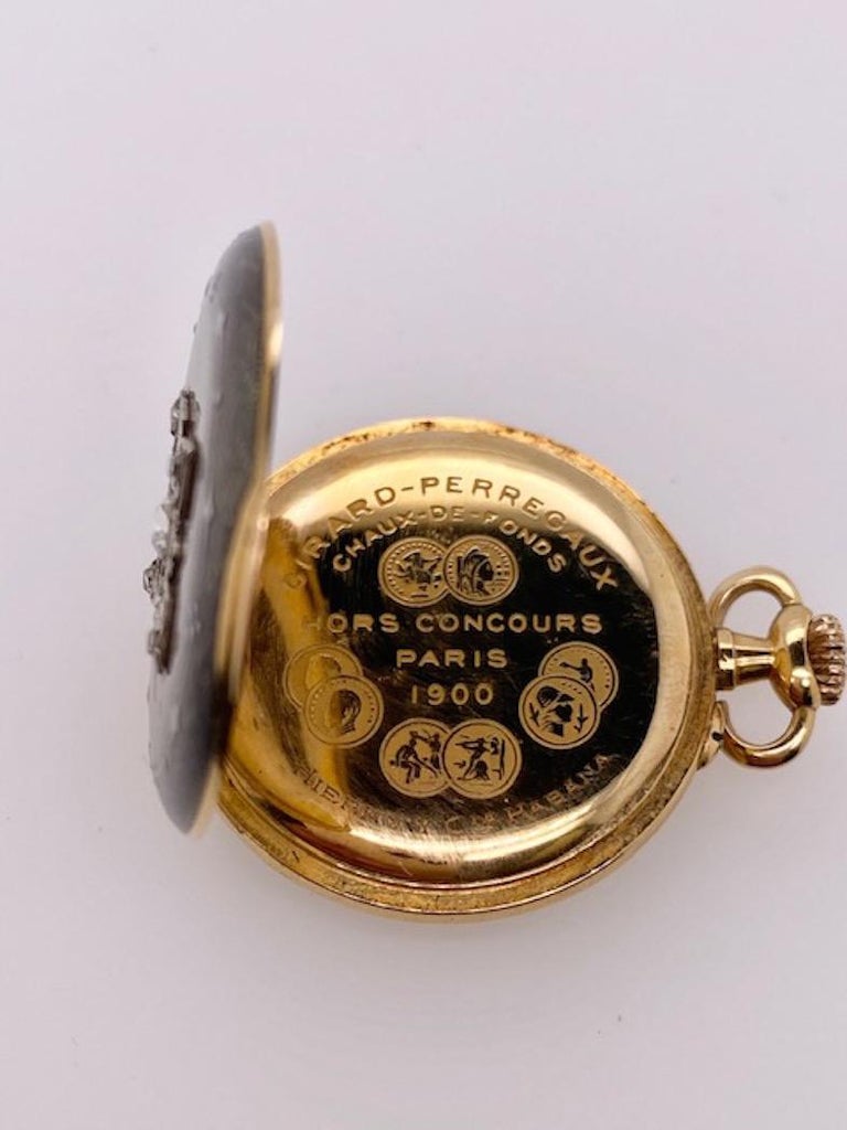 Antique Girard-Perregaux Platinum Gold Diamond and Enamel Watch For Sale 1