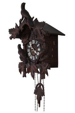 Rare Antique George Kuehl German Black Forest Figural Walnut Cuckoo Clock