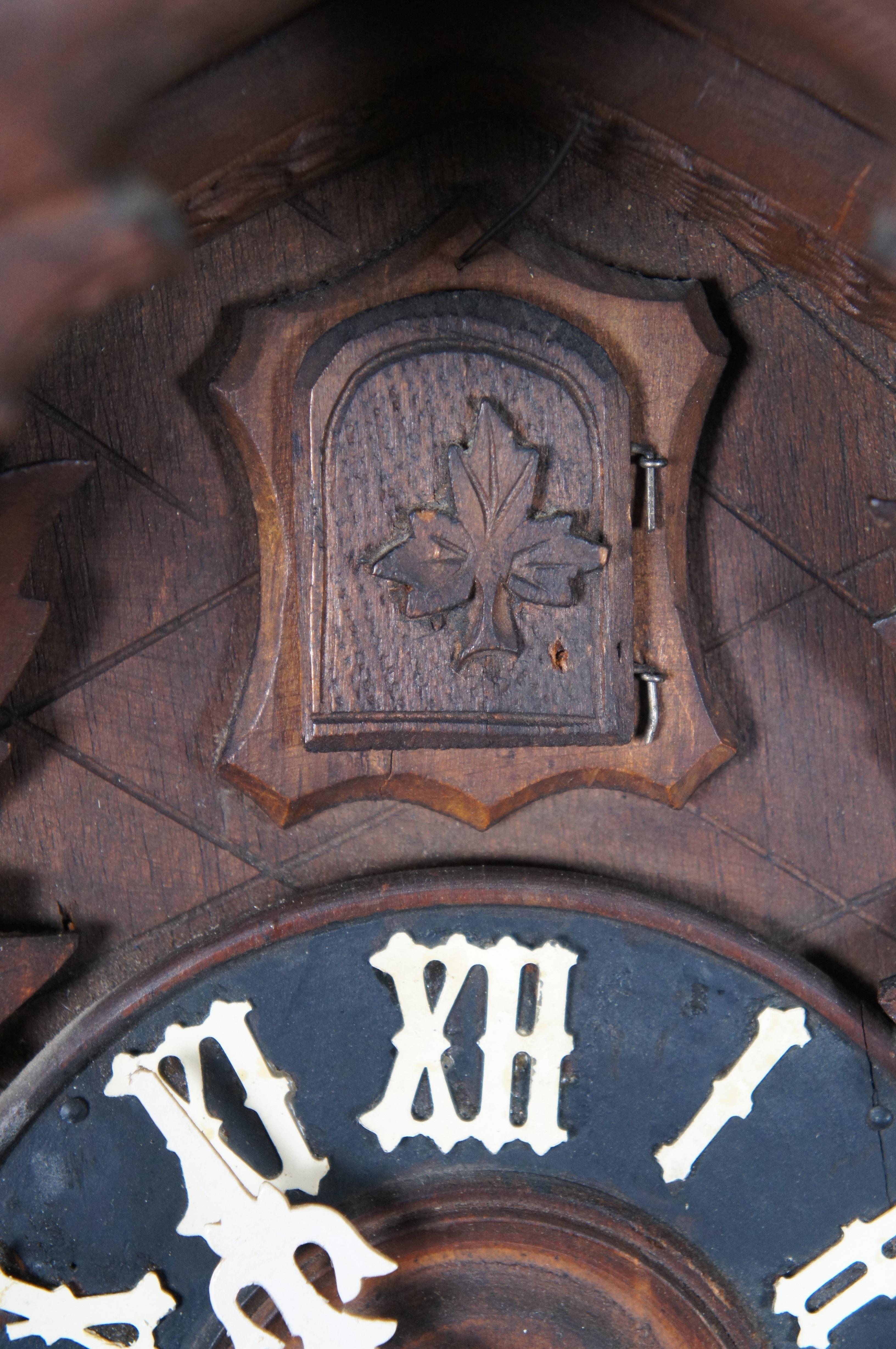 Rare Antique George Kuehl German Black Forest Figural Walnut Cuckoo Clock 1