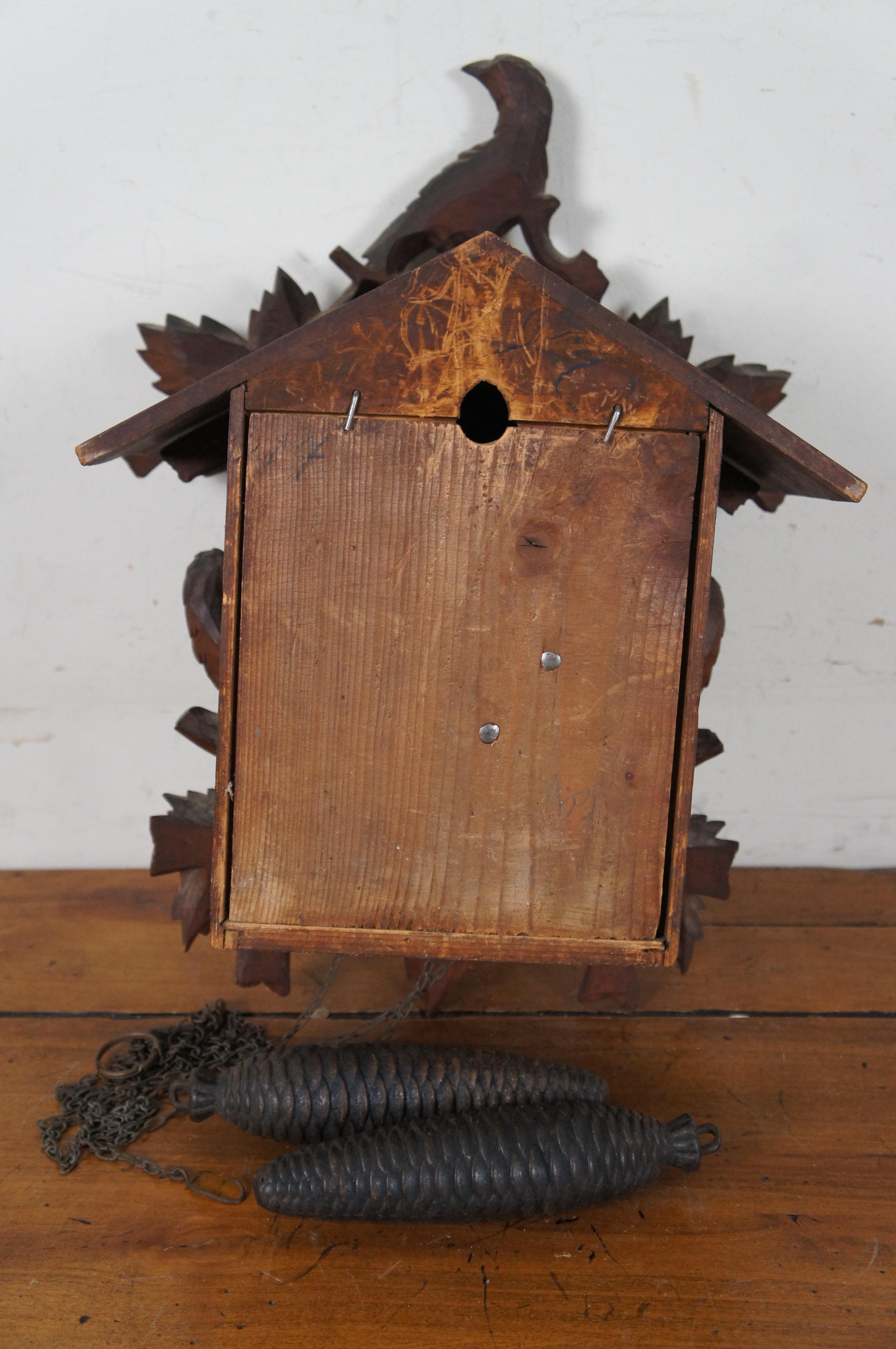 Rare Antique George Kuehl German Black Forest Figural Walnut Cuckoo Clock 3
