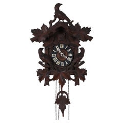 Rare Antique George Kuehl German Black Forest Figural Walnut Cuckoo Clock