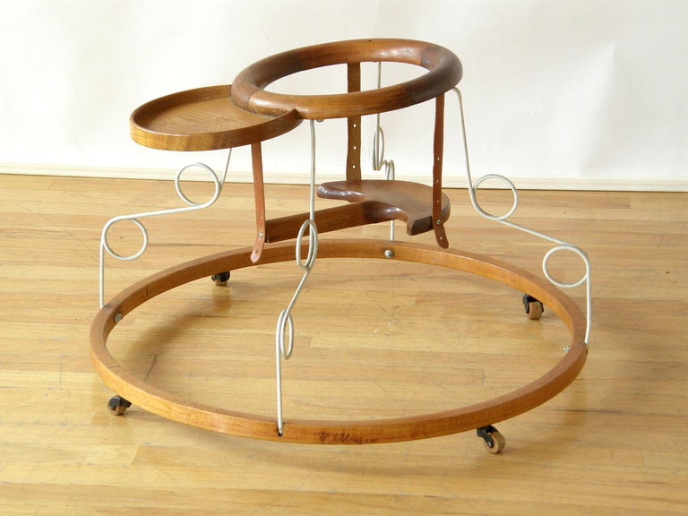 Antique Glascock's Baby Walker and Tender Bentwood Bouncy Chair for Infant  For Sale at 1stDibs