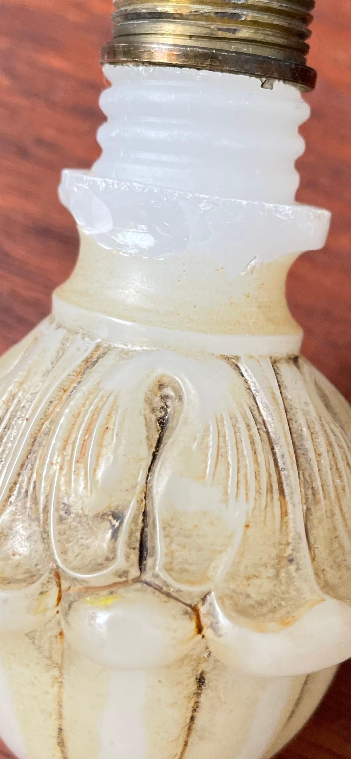 Antique Glass Alabaster Plafonnier Chandelier For Sale 8