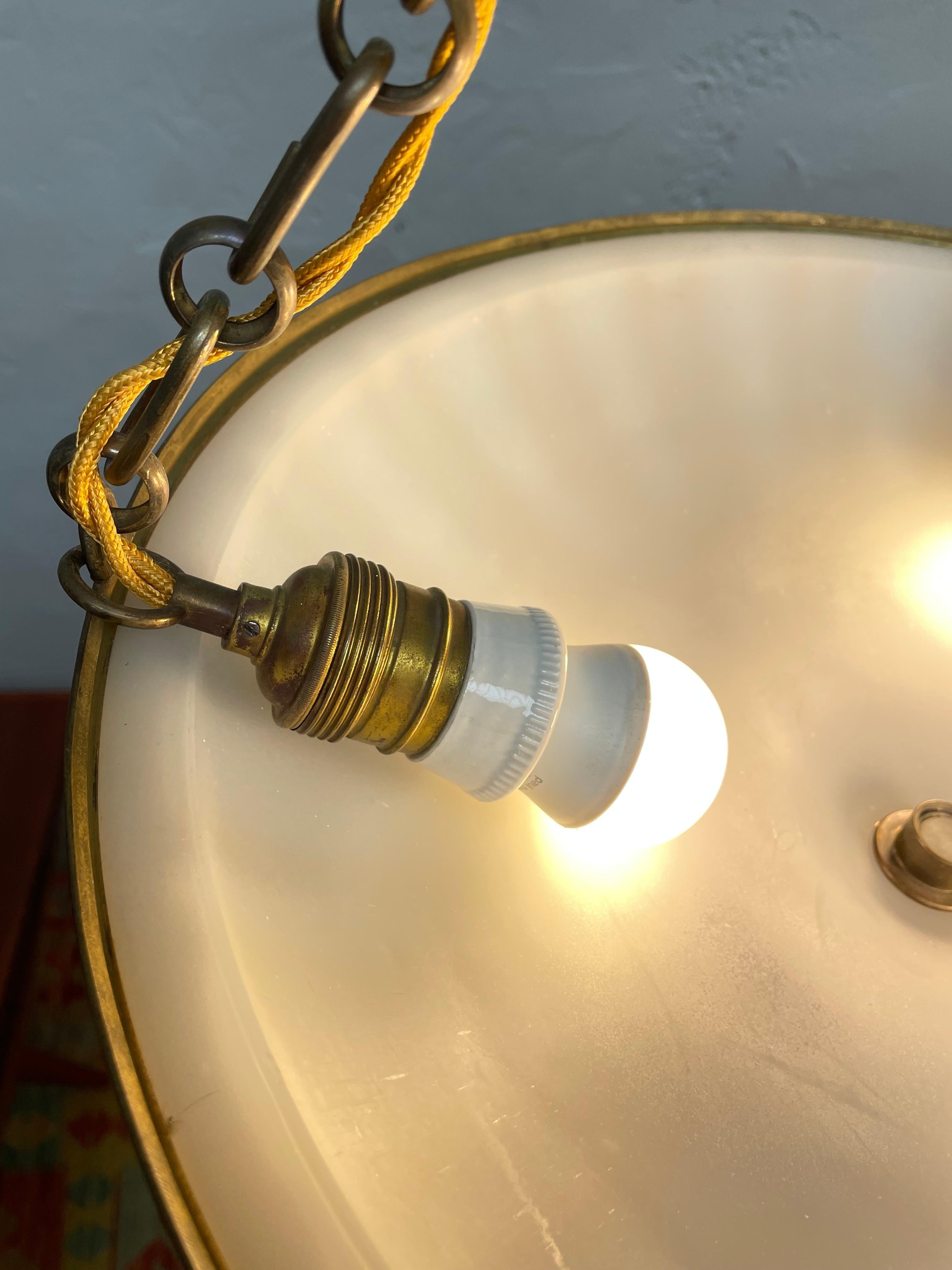 Antique Glass Alabaster Plafonnier Chandelier In Good Condition For Sale In Søborg, DK