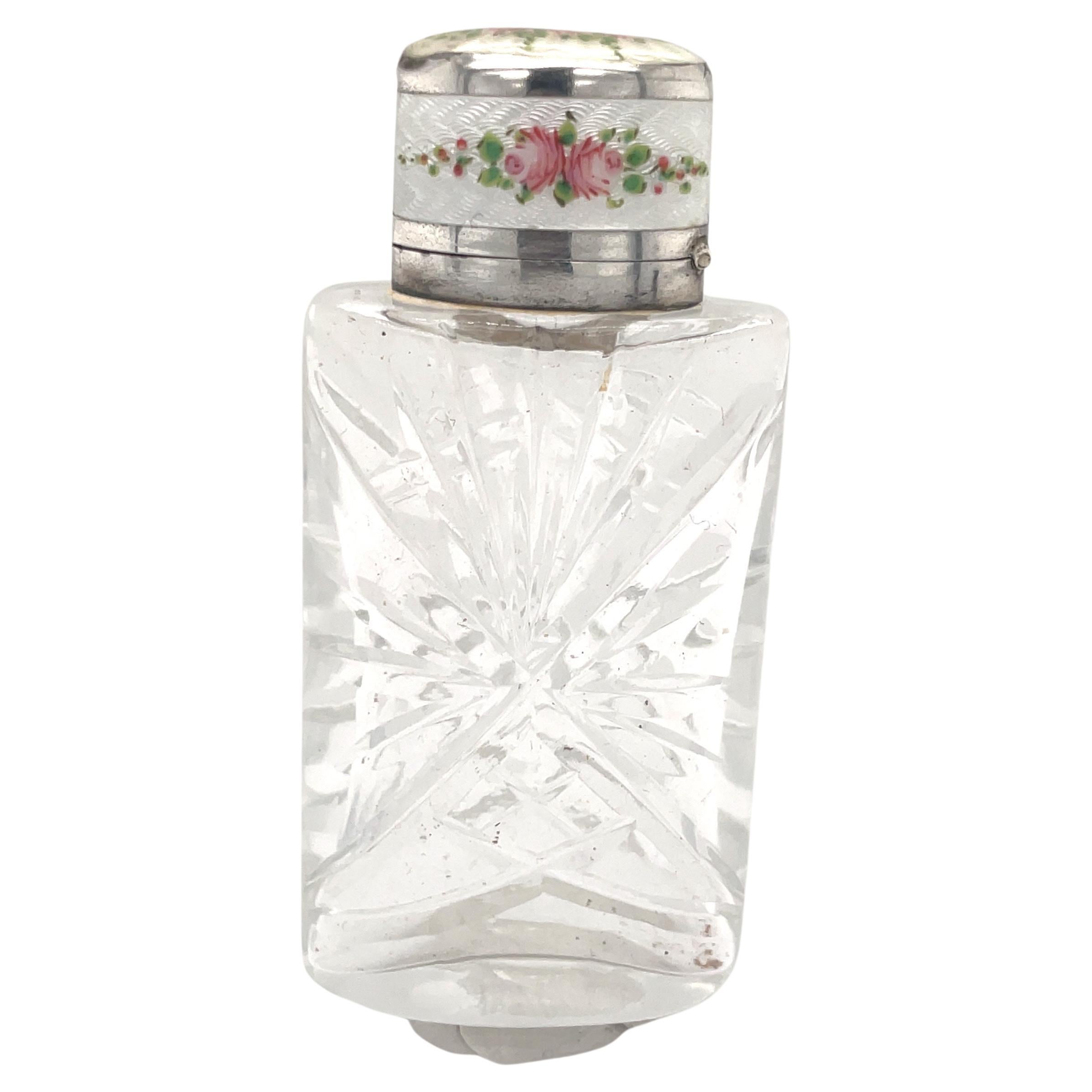 Antique Glass and Enamel Perfume Bottle 