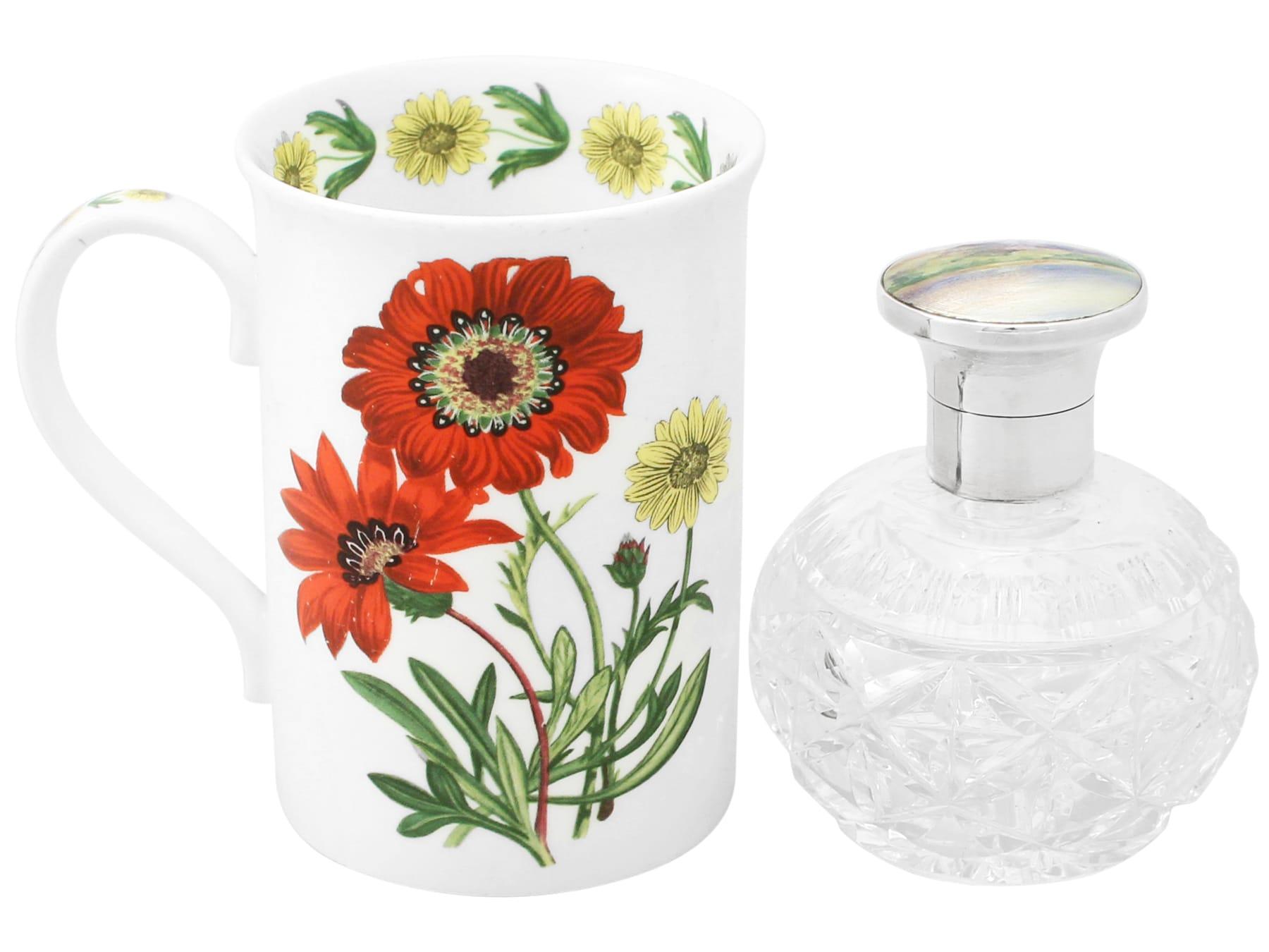Early 20th Century Lakeside Antique Glass and Sterling Silver and Enamel Scent Bottles