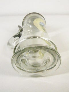 Antique Glass Beer Mug with Pewter Lid - Rural Motif with Aphorism - 0.5L - 1H32