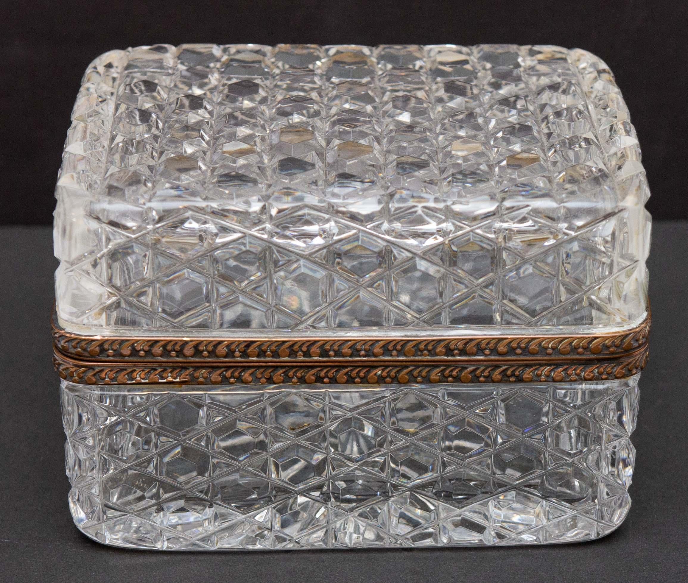 Antique glass and bronze box, early 20th century.