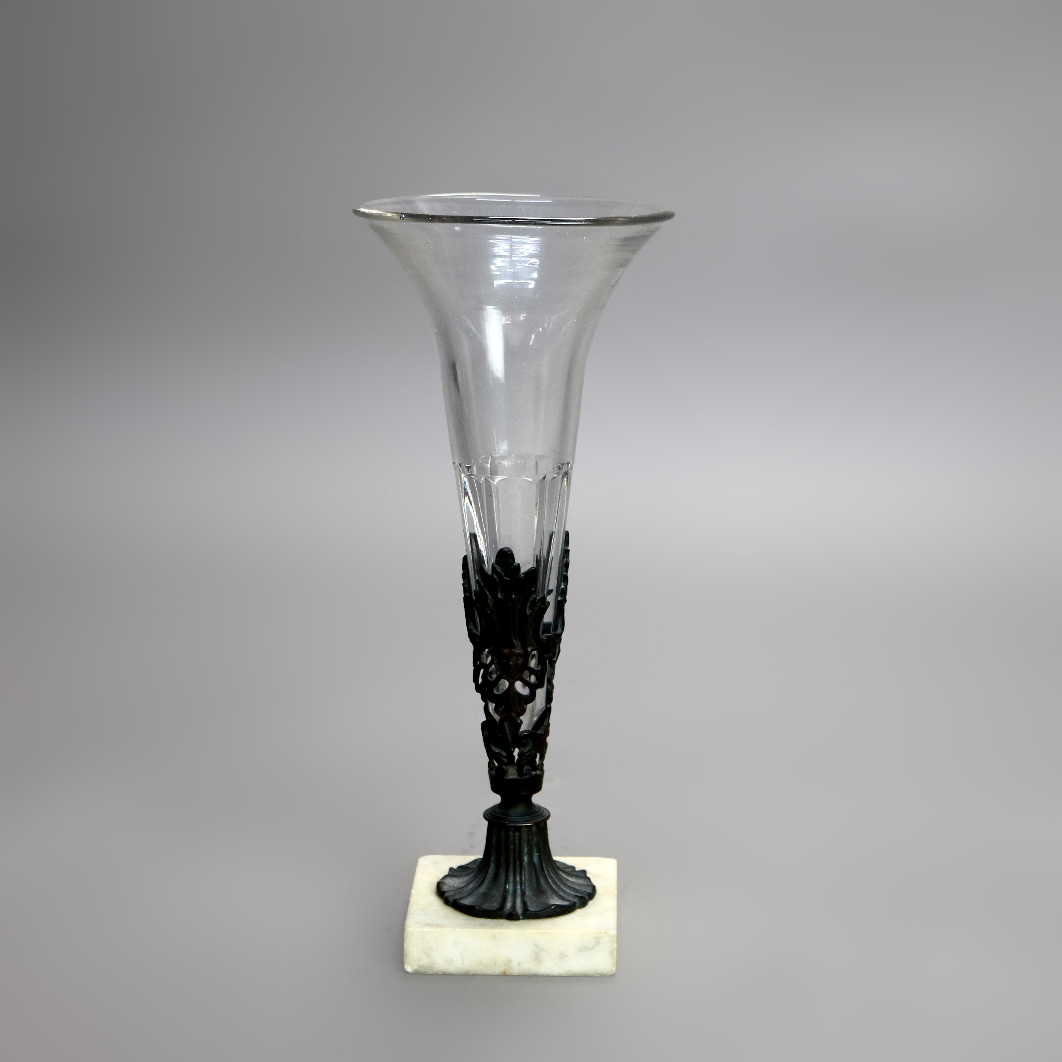 Antico vaso figurato in vetro, bronzo e marmo C1890 In condizioni buone in vendita a Big Flats, NY