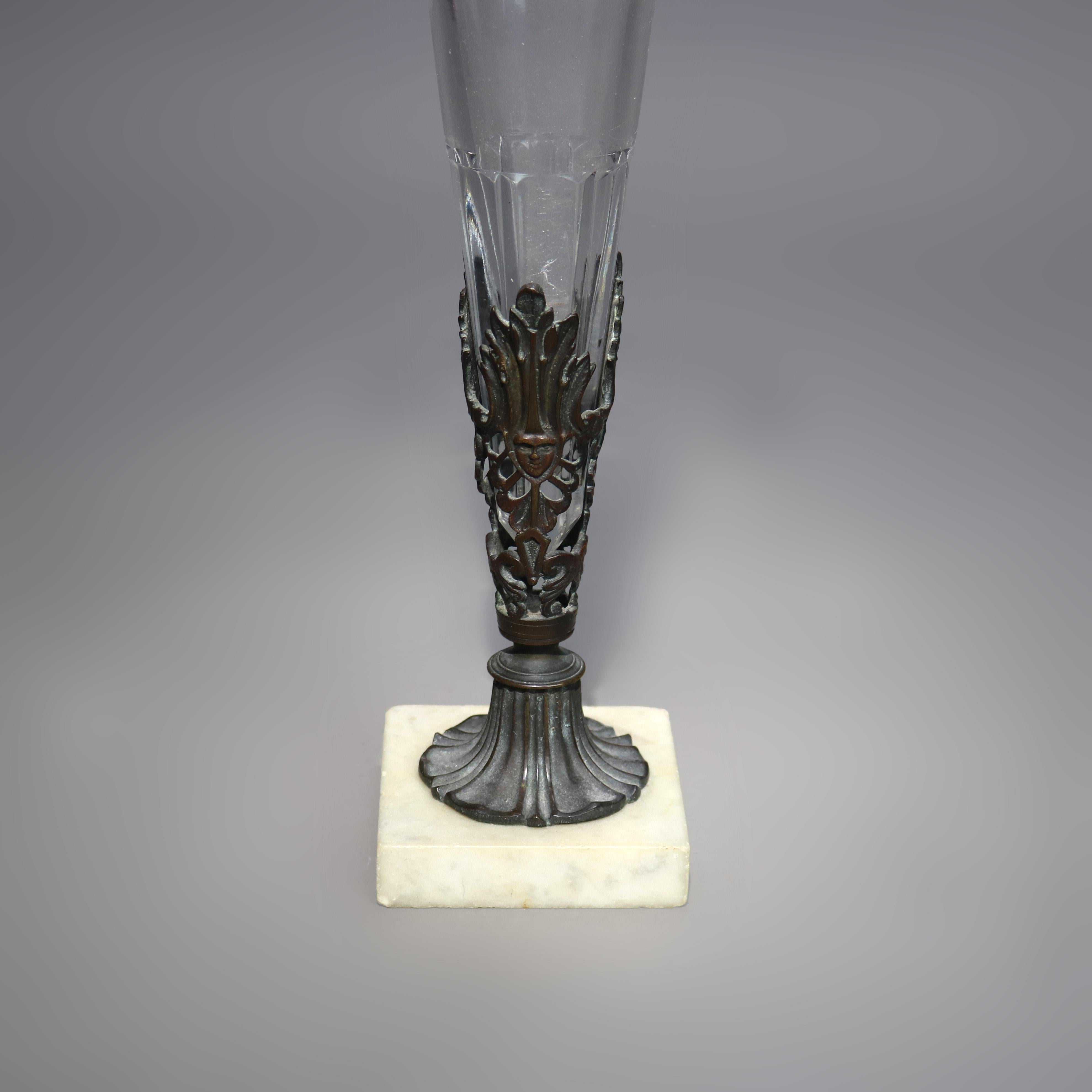 Antico vaso figurato in vetro, bronzo e marmo C1890 in vendita 1