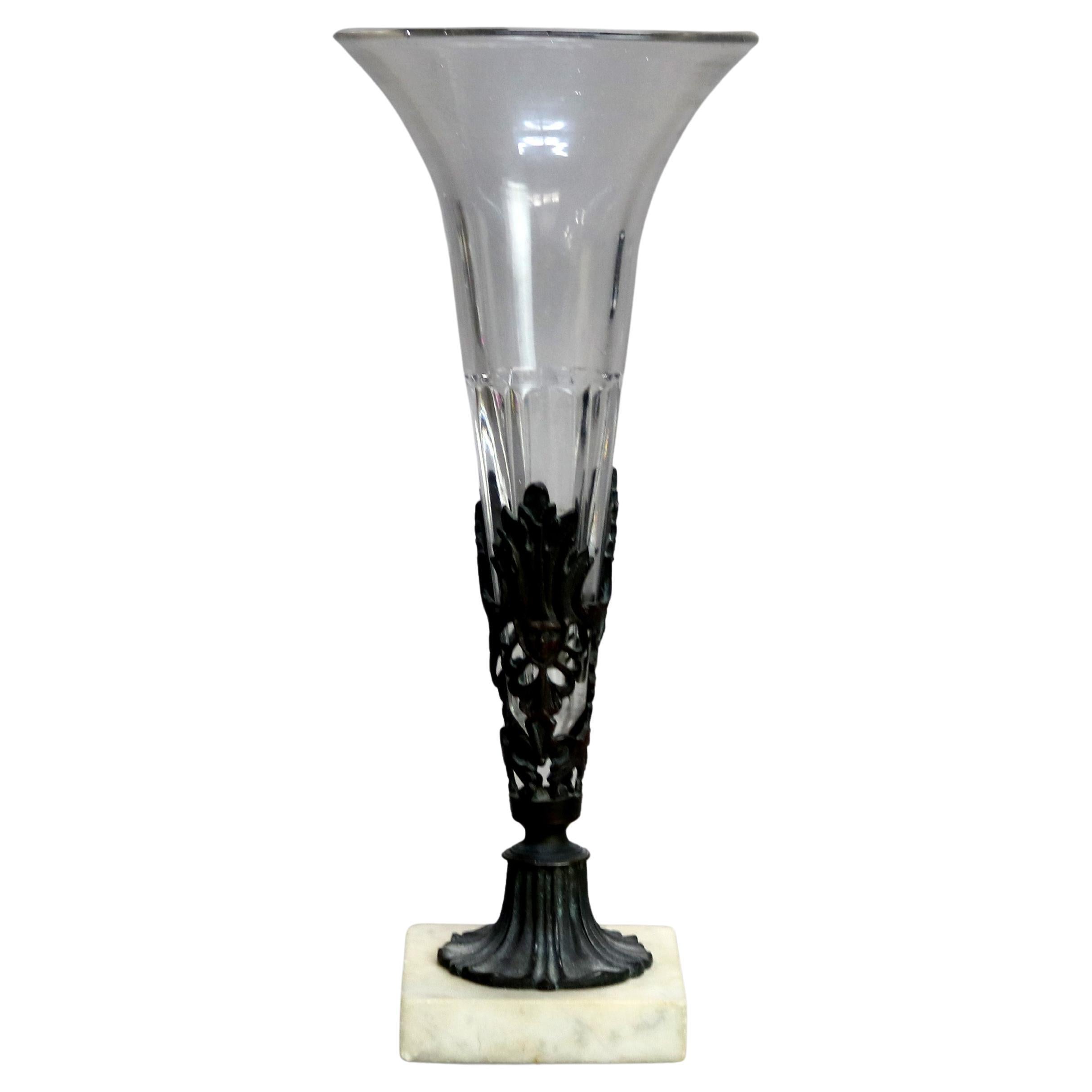 Antique Glass, Bronze and Marble Figural Vase C1890
