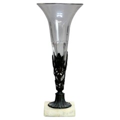 Antique Glass, Bronze and Marble Figural Vase C1890