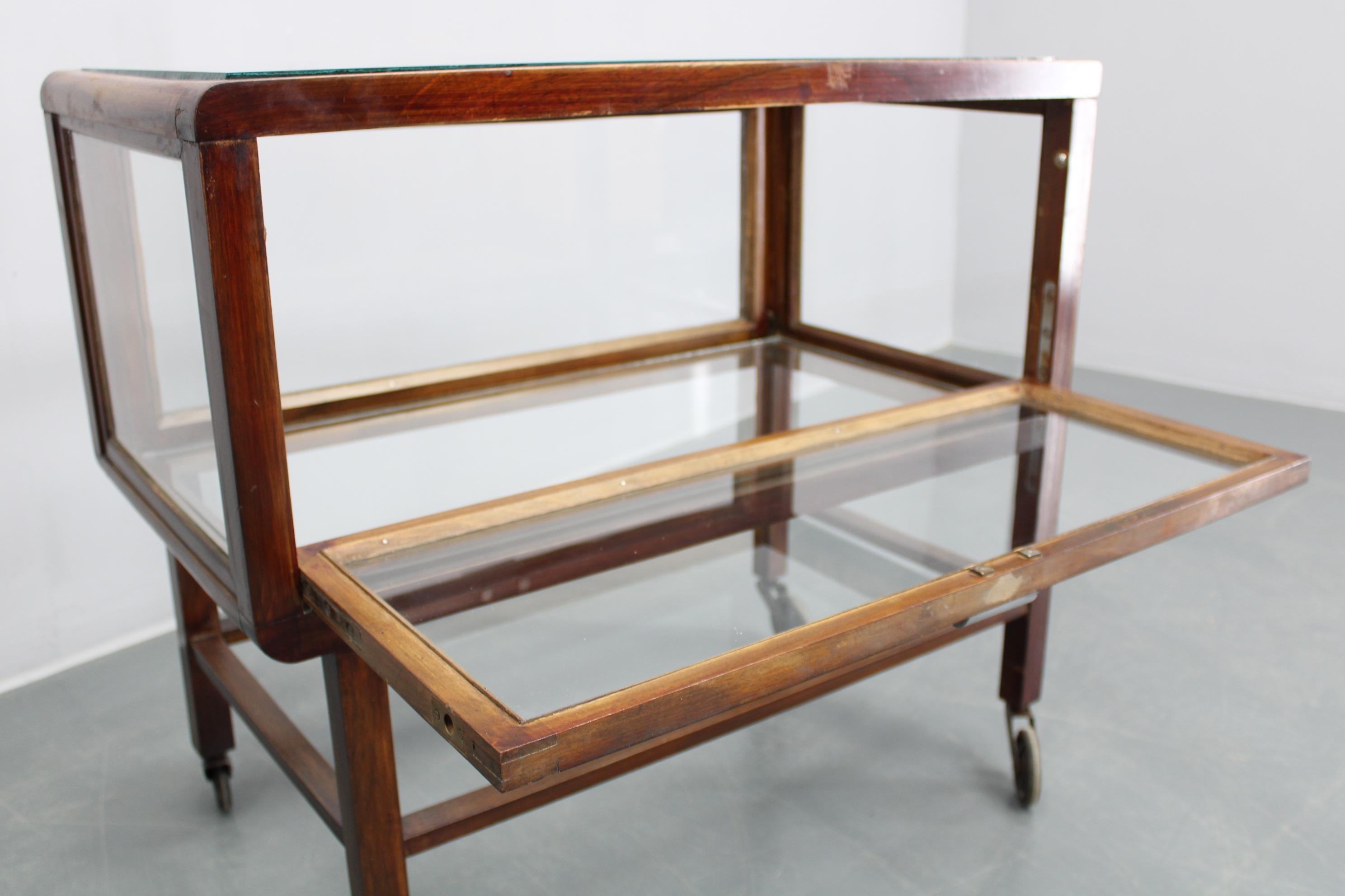 Antique Glass Cabinet on Wheels 8