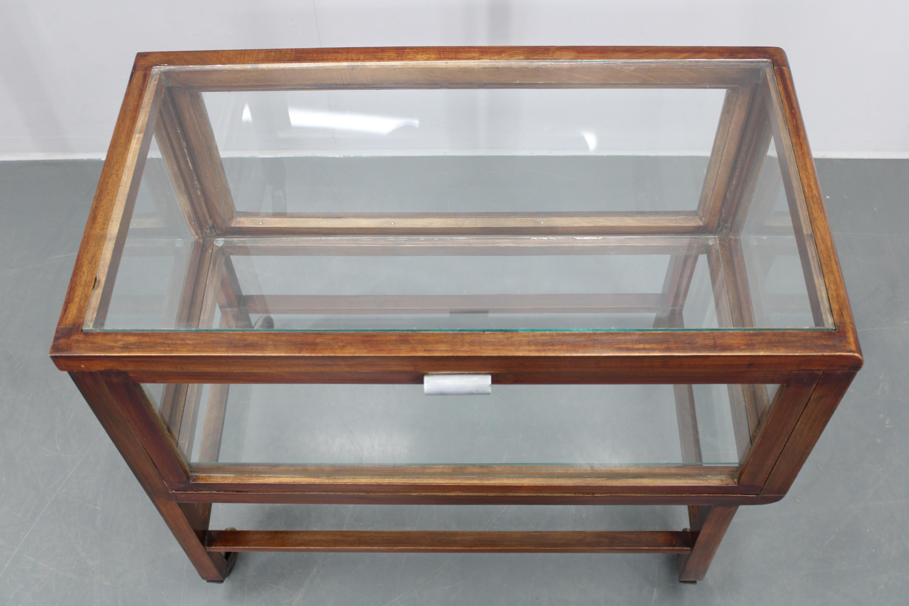 Art Deco Antique Glass Cabinet on Wheels