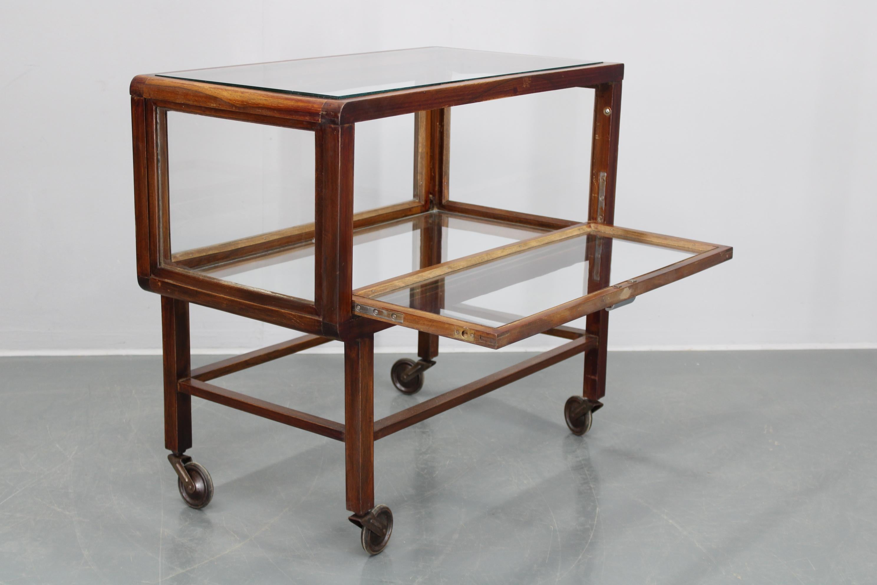 Antique Glass Cabinet on Wheels 1