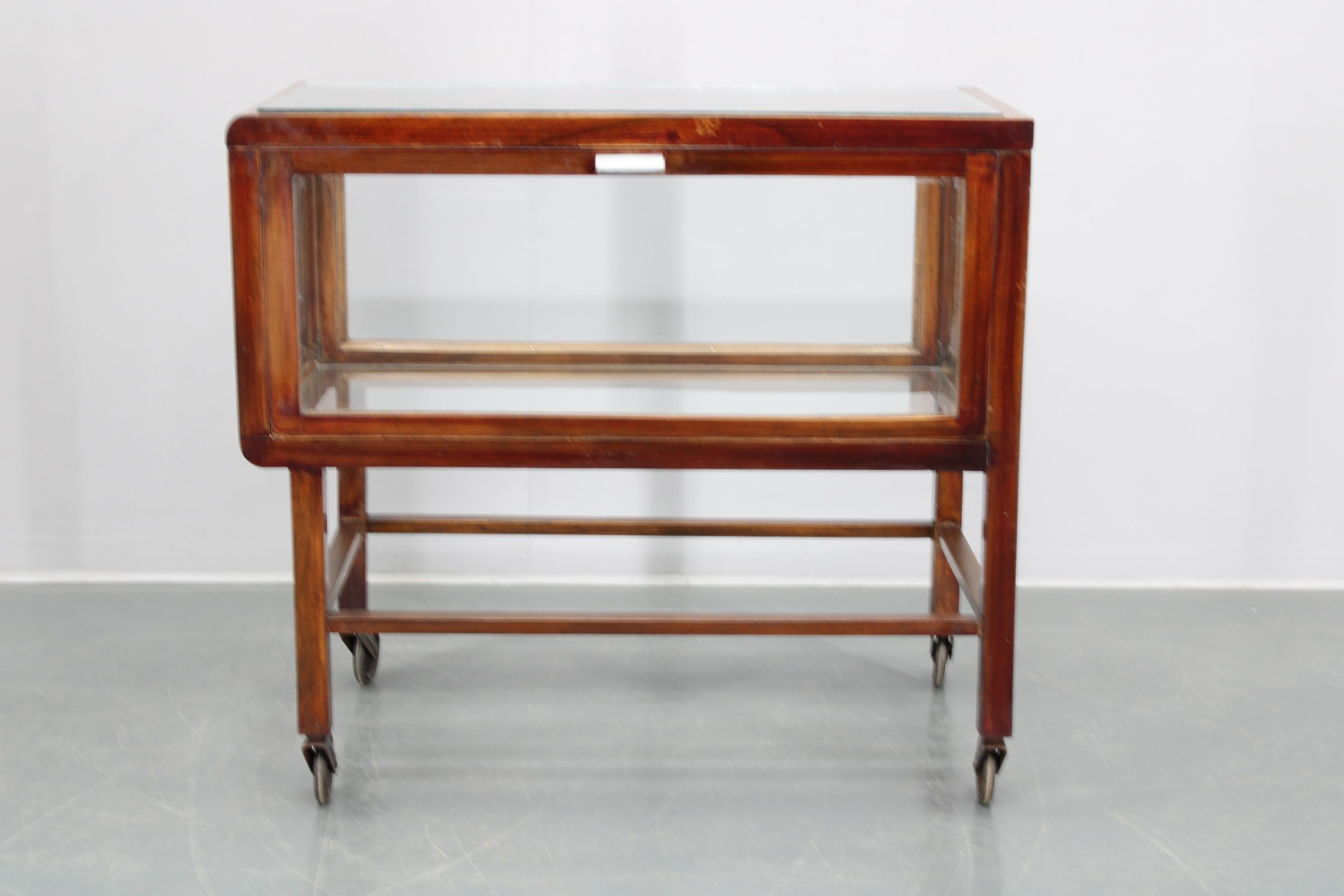 Antique Glass Cabinet on Wheels 2
