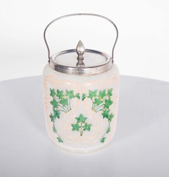 Antique Glass Cake Stand With Chromed Metal Handle