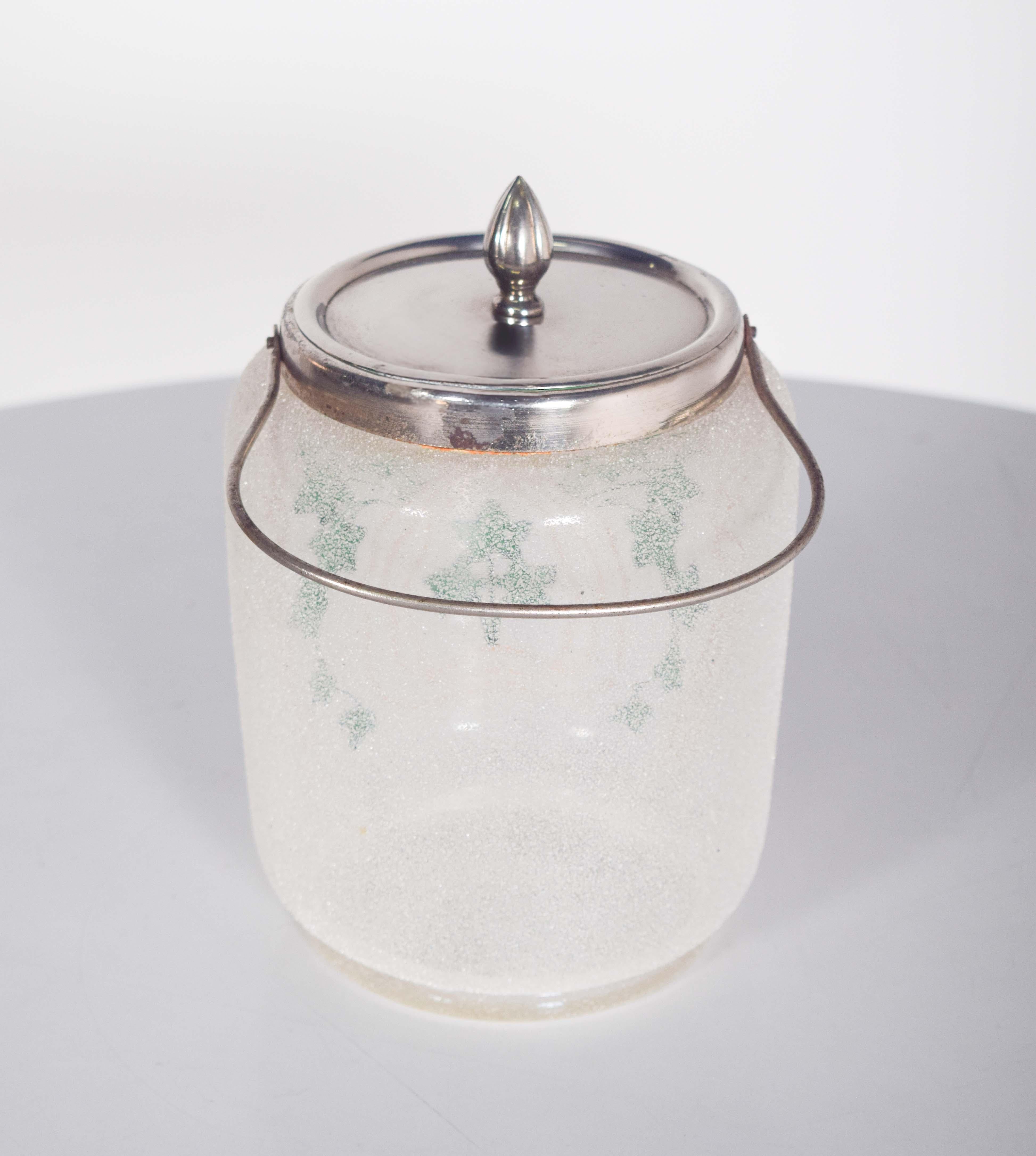 Antique Glass Cake Stand With Chromed Metal Handle In Good Condition For Sale In Lisboa, Lisboa