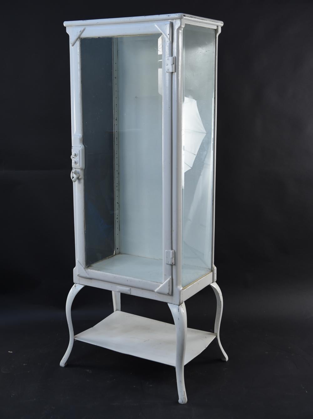 Antique Glass & Cast Iron Medical Cabinet 7