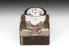 Antique Glass Clock Inkwell John Grinsell & Sons