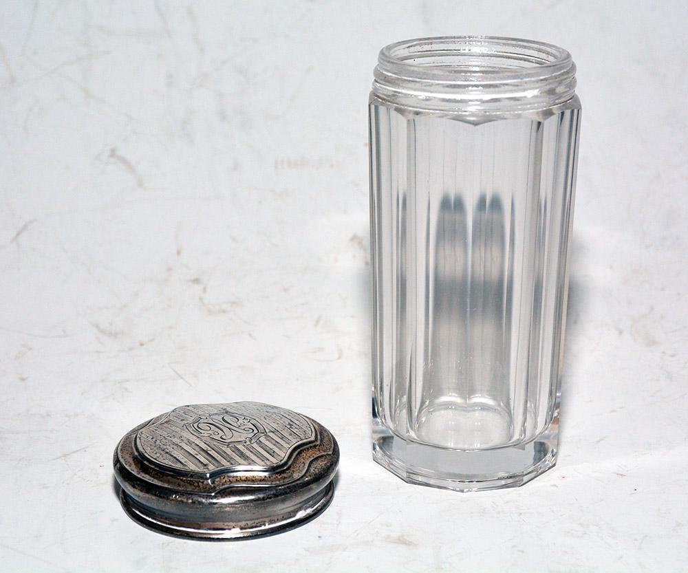 glass sugar shaker with silver top
