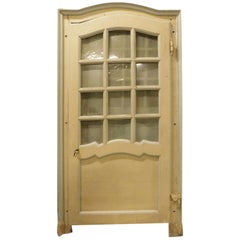 Used Glass Door, Wavy Frame, Yellow / Gray Lacquered, Late 18th Century Italy