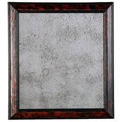 Antique Glass, Faux Tortoise and Wood Mirror, England, 19th C