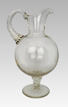 Aiguière ancienne à pied en verre, fin du 19e siècle