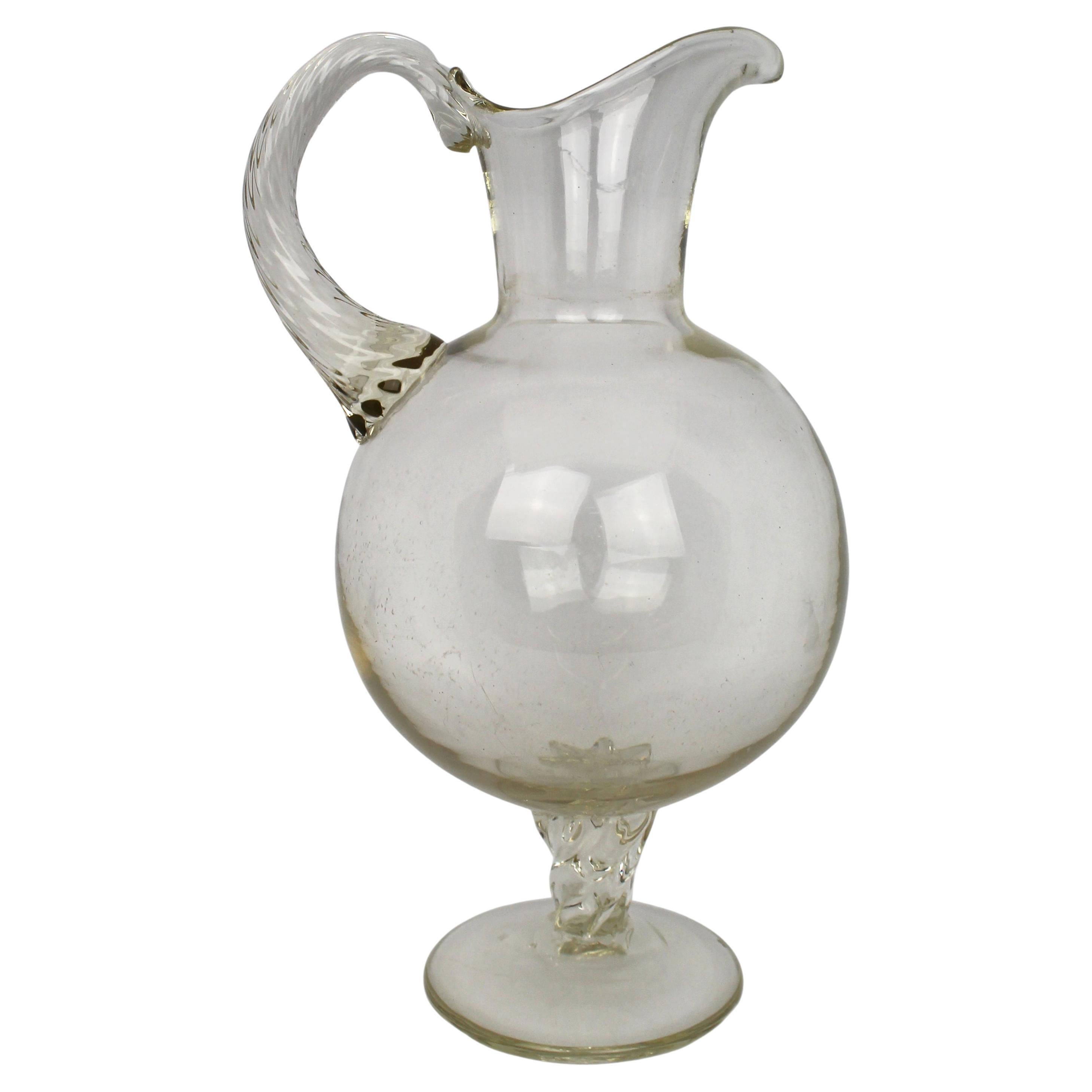 Antique Glass Footed Ewer, Late 19th Century For Sale