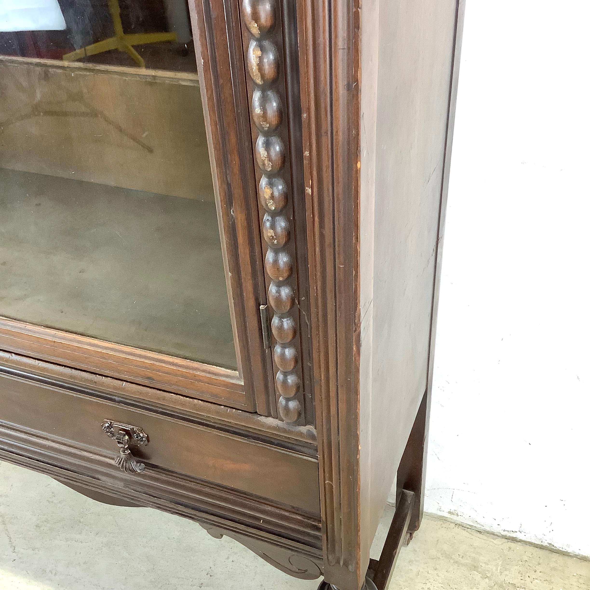 Antique Glass Front Bookcase Display Cabinet For Sale 9