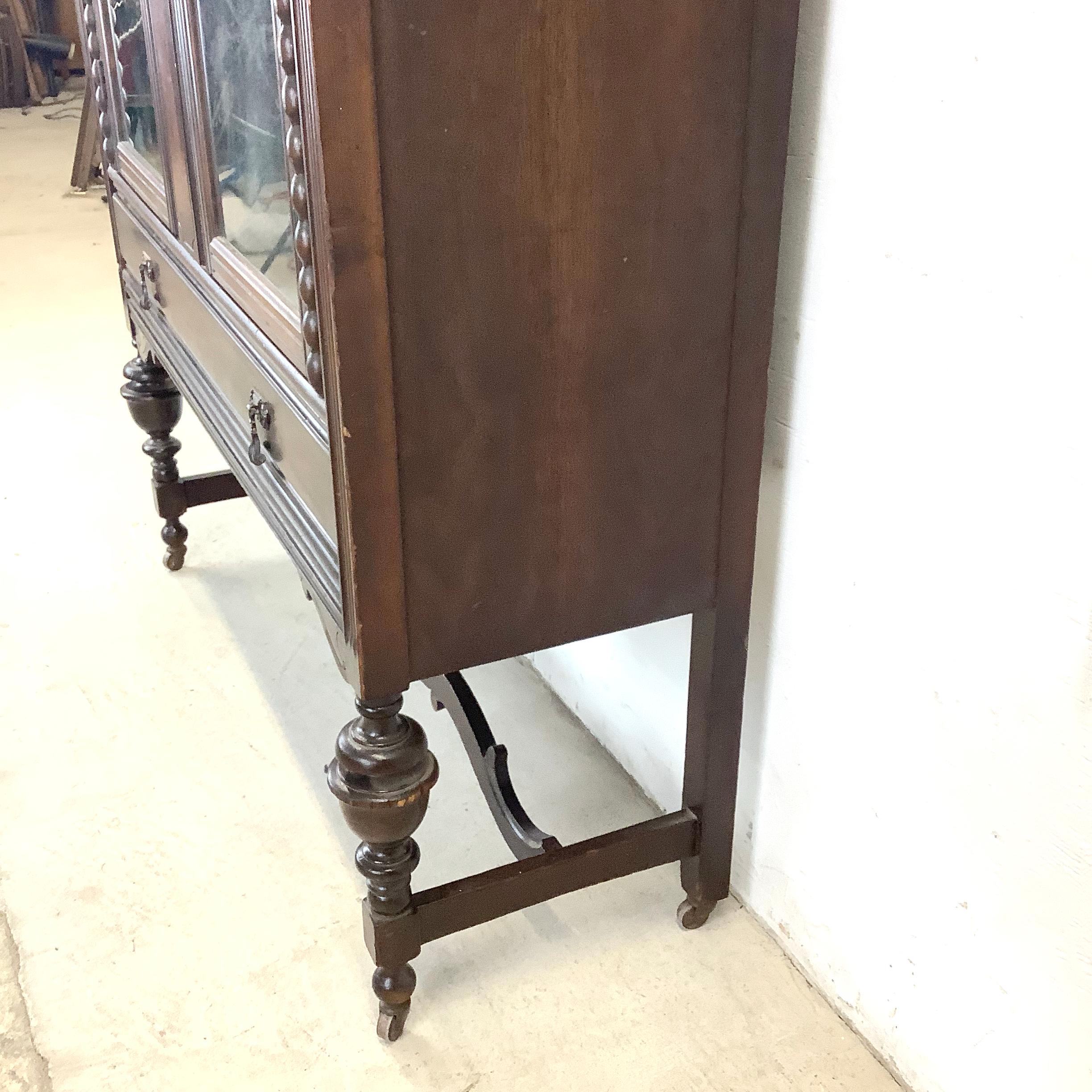 Unknown Antique Glass Front Bookcase Display Cabinet For Sale