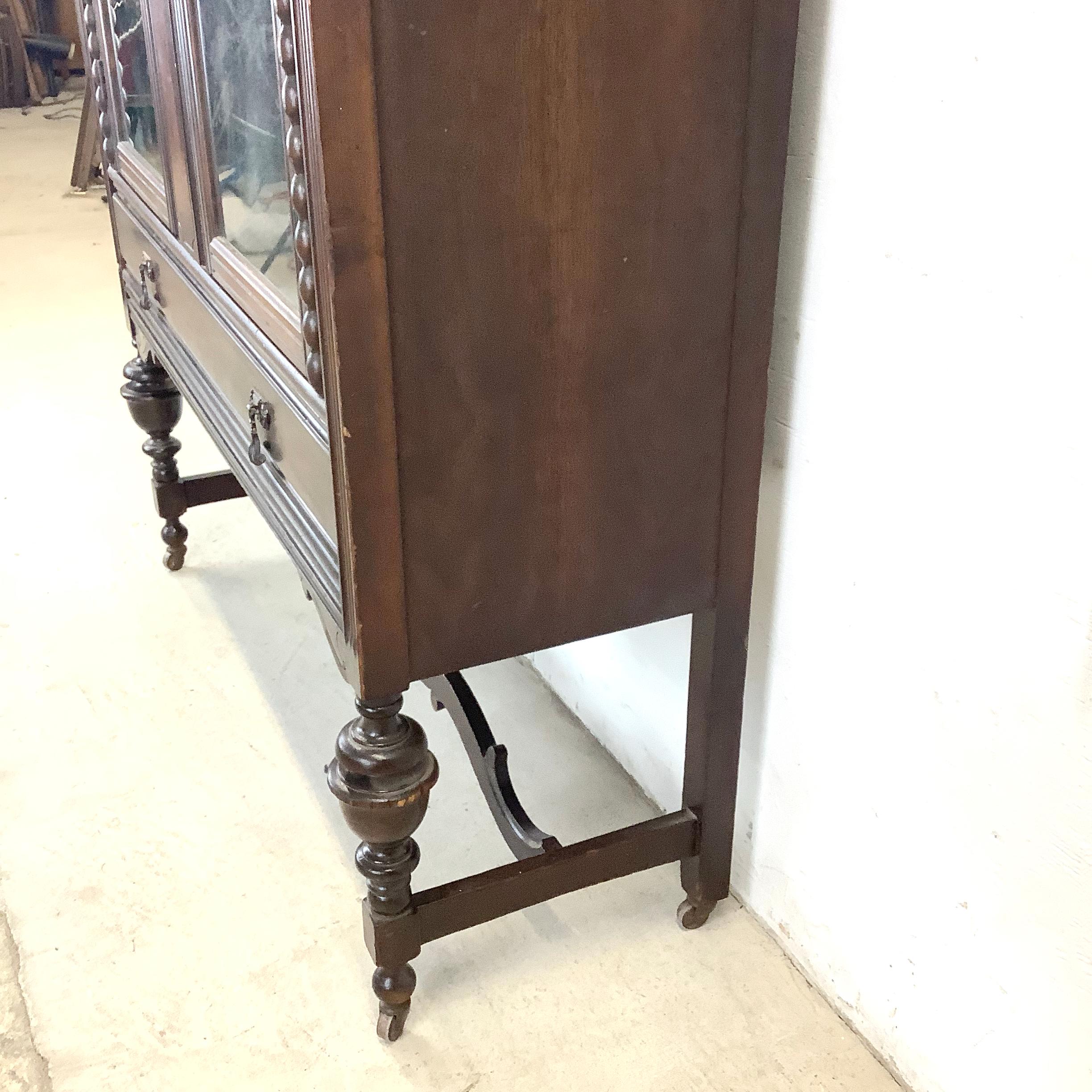 Unknown Antique Glass Front Bookcase Display Cabinet