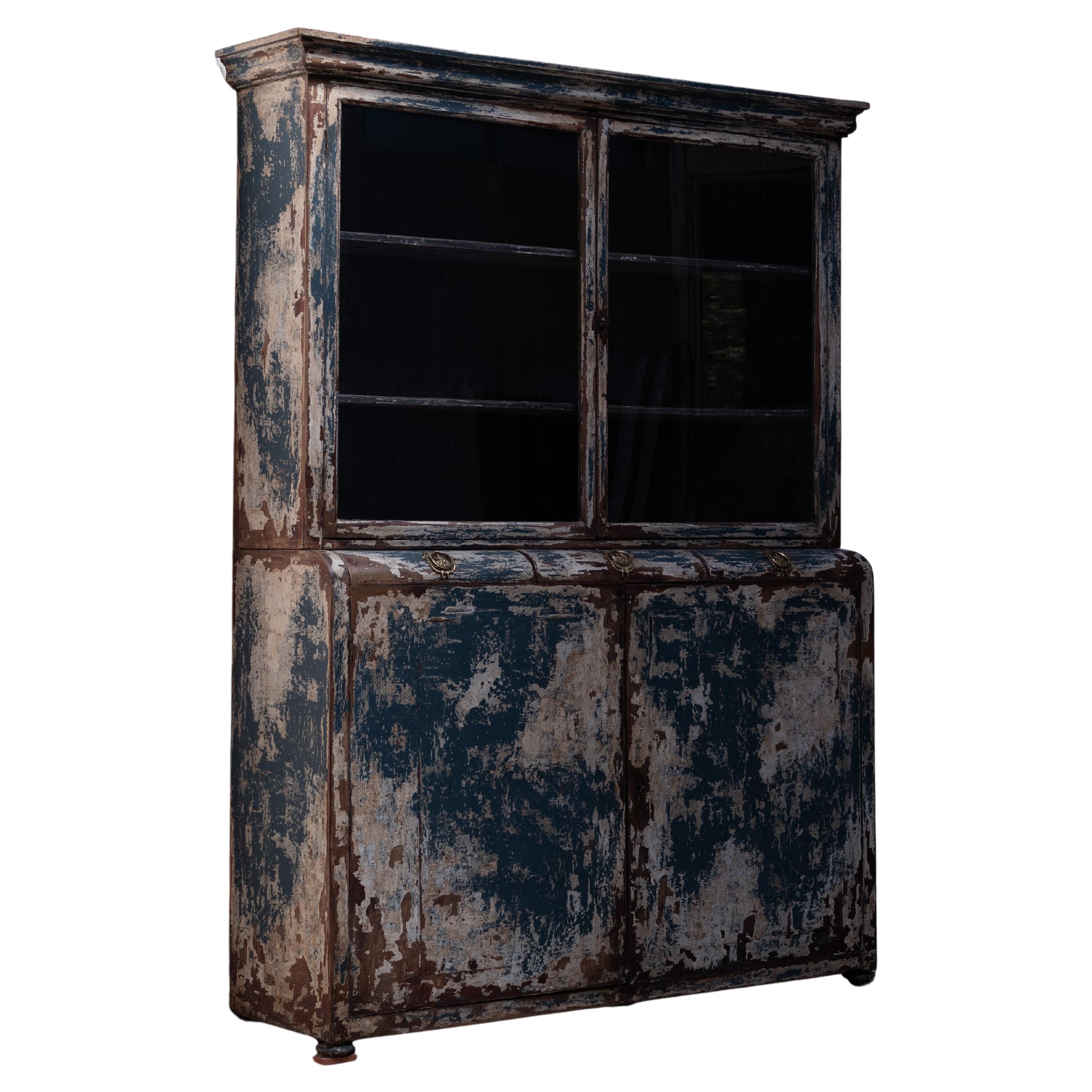 Antique Glass Front Huge Cabinet from Spain, Early 19th Century For Sale