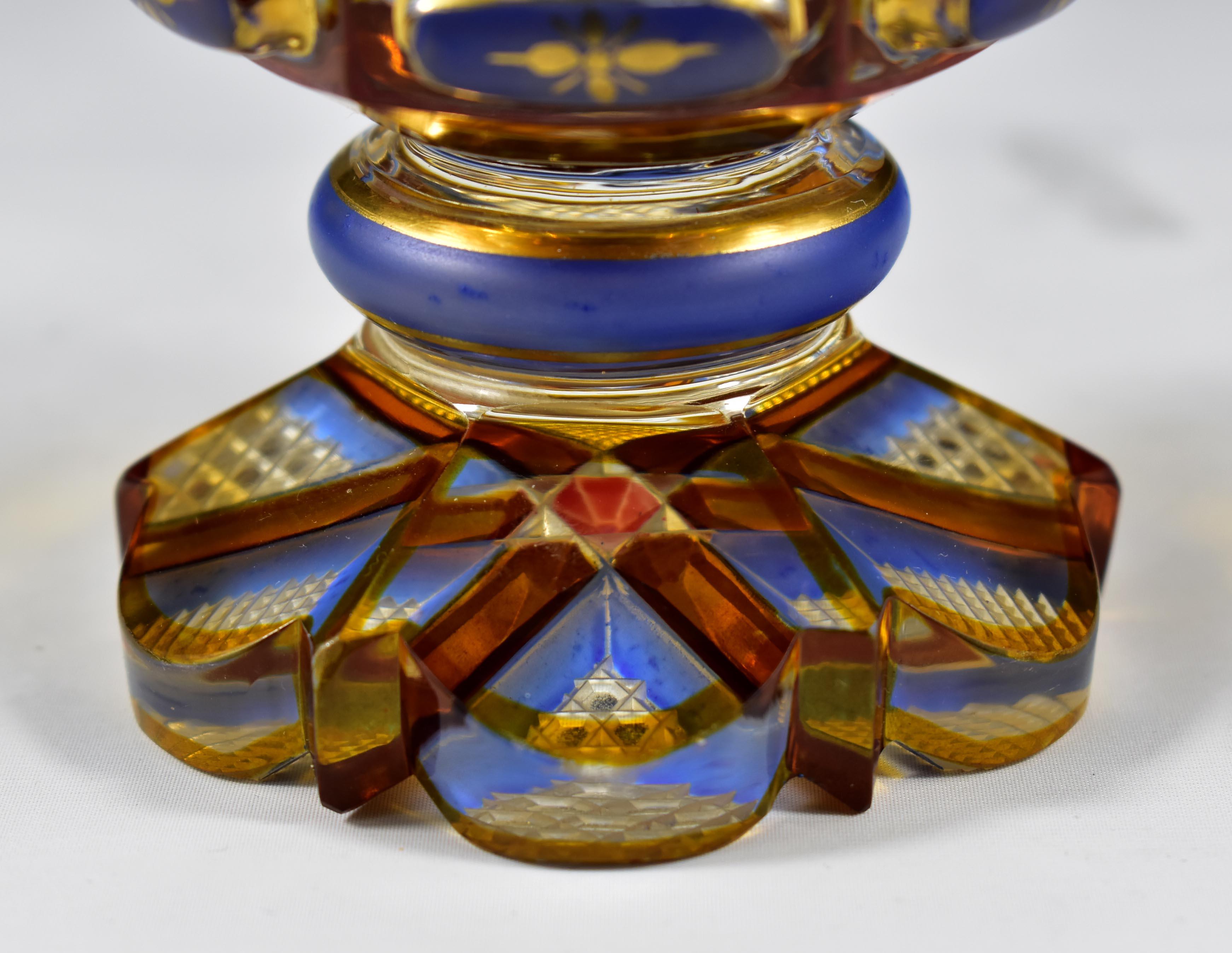 Vetro antico Goblet- Ambra Lazure,  Cavallo e fantino incisi 4