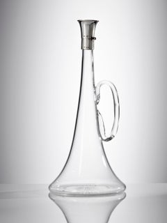 Antique Glass 'Hunting Horn' Decanter with Silver CAP 'Mouthpiece' London 1893