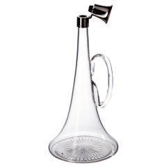 Antiker Glas-Dekanter „Hunting Horn“ aus antikem Glas mit Silber CAP „Mouthpiece“ London 1893