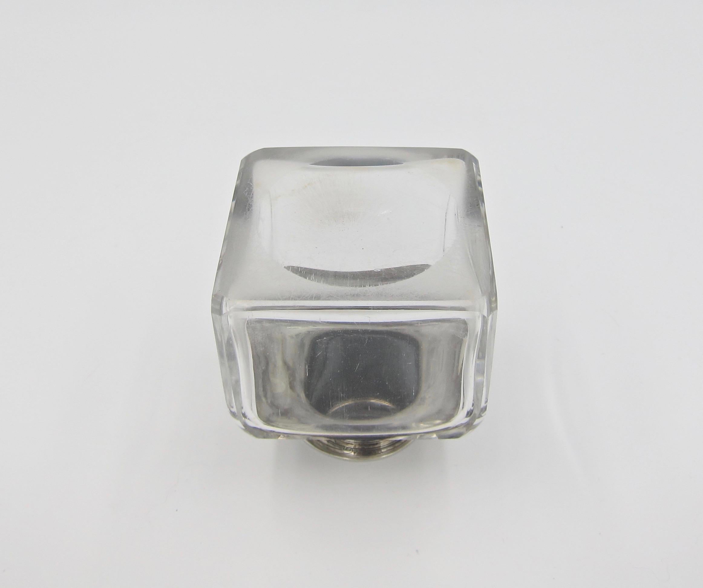 Antique Glass Inkwell with Sterling Silver Lid and Collar, 1894 2