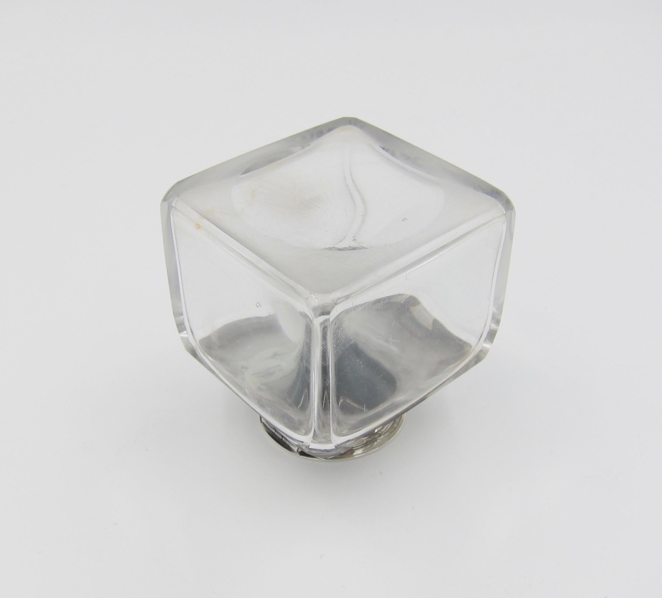 Antique Glass Inkwell with Sterling Silver Lid and Collar, 1894 3