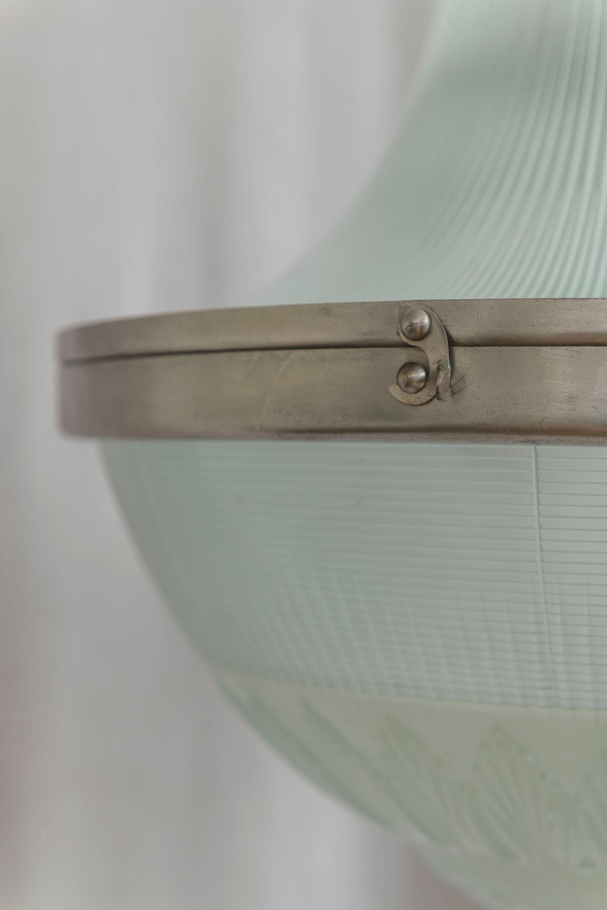 Antique Glass Pendant, Holophane, Glass Top & Bottom, ca. 1910, American For Sale 3
