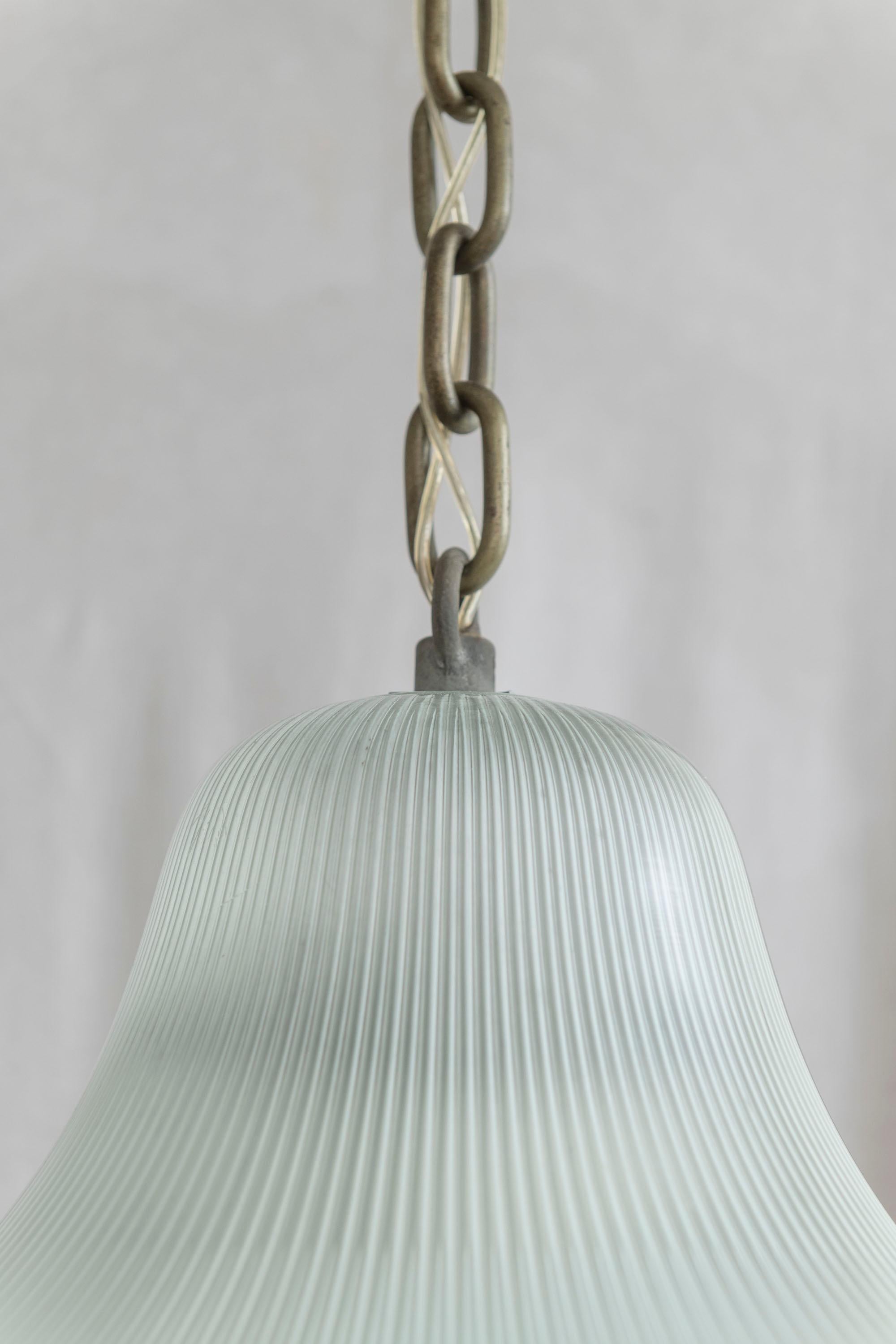 Antique Glass Pendant, Holophane, Glass Top & Bottom, ca. 1910, American For Sale 2