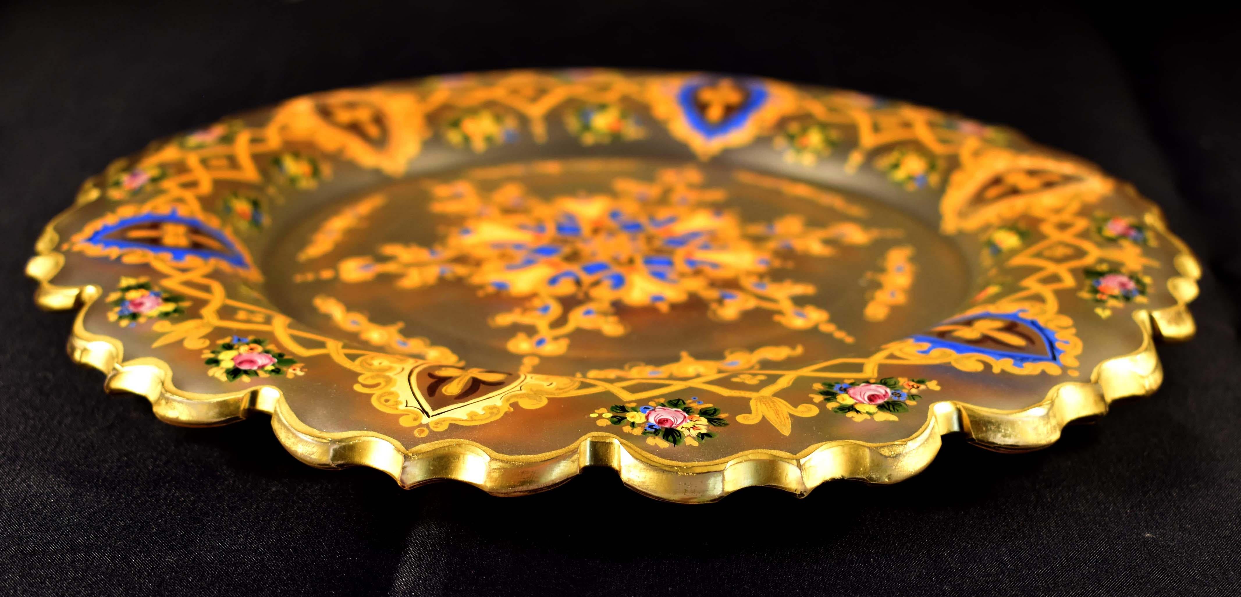 Plato de cristal antiguo, cristal de Bohemia siglo 19-20 Mercado persa en venta 6