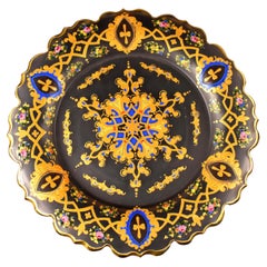 Antike Glasplatte, böhmisches Glas, 19.-20. Jahrhundert, persischer Markt
